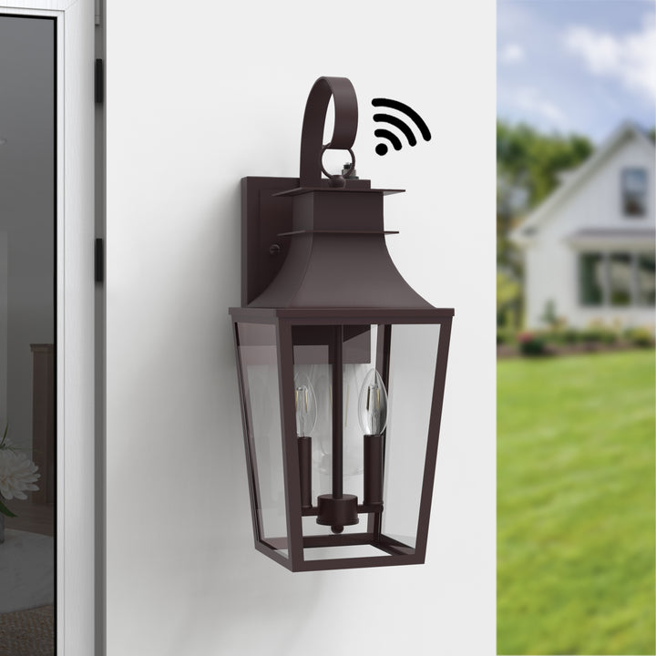 Tempered Glass Outdoor Wall Light With Dusk To Dawn #7060-2BK
