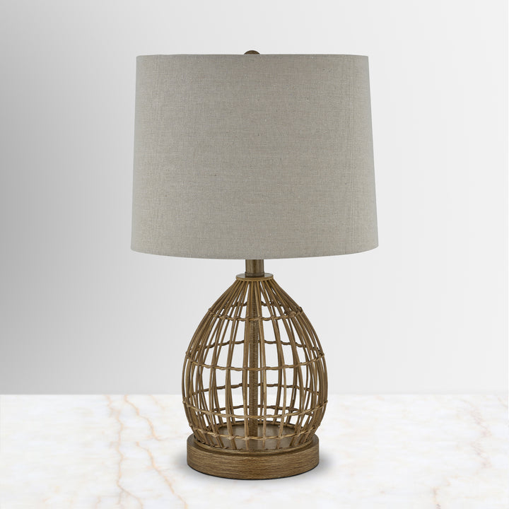 22" Traditional Rattan Table Lamp With USB For Living Room/bedroom #T254-WG-S