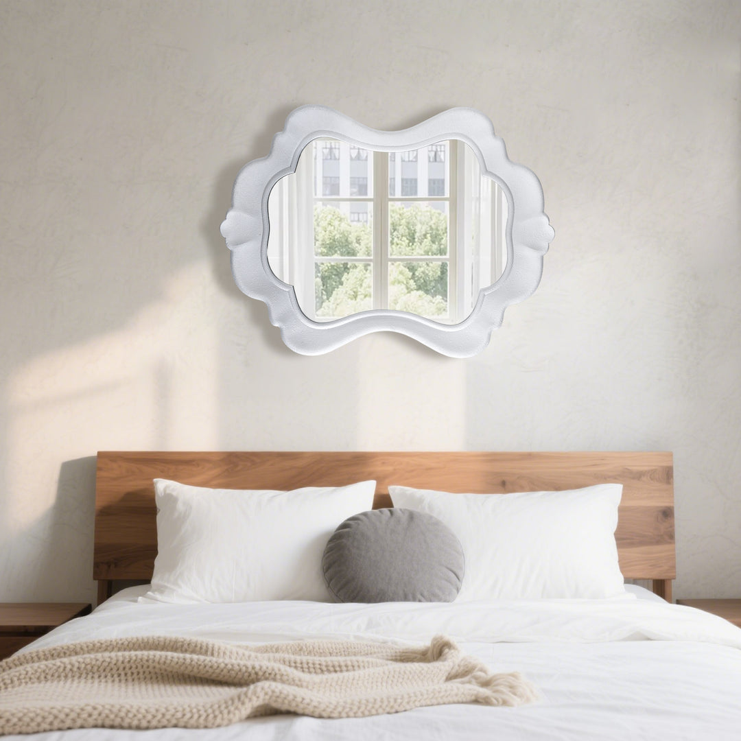 Clarity 32" X 24" Modern White Frame Asymmetrical Wall Mounted Mirror #31016