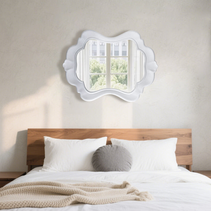 Clarity 32" X 24" Modern White Frame Asymmetrical Wall Mounted Mirror #31016