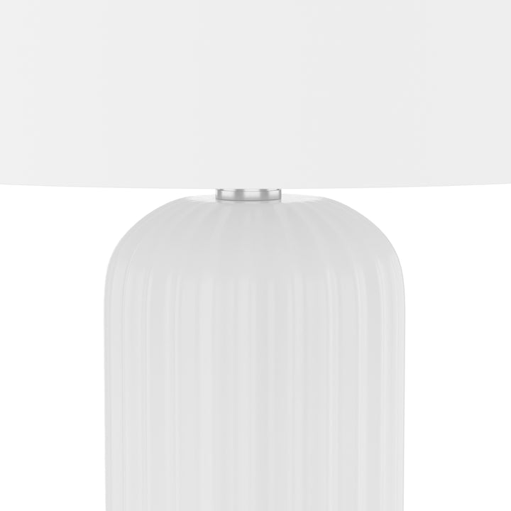 28" Modern Fluted Ceramic Table Lamp with USB Charging Port and 3-Way Dimmable Lighting for Bedroom, Living Room and Study (Set of 2) #T164