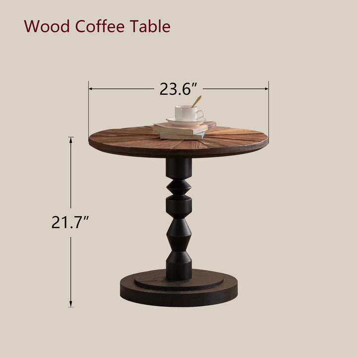 Timeless 23.6" Solid Wood Top Round End Table #25028