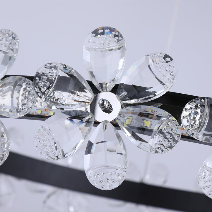 Maxax 1 - Light Ring LED Flower Shape Crystal Chandelier