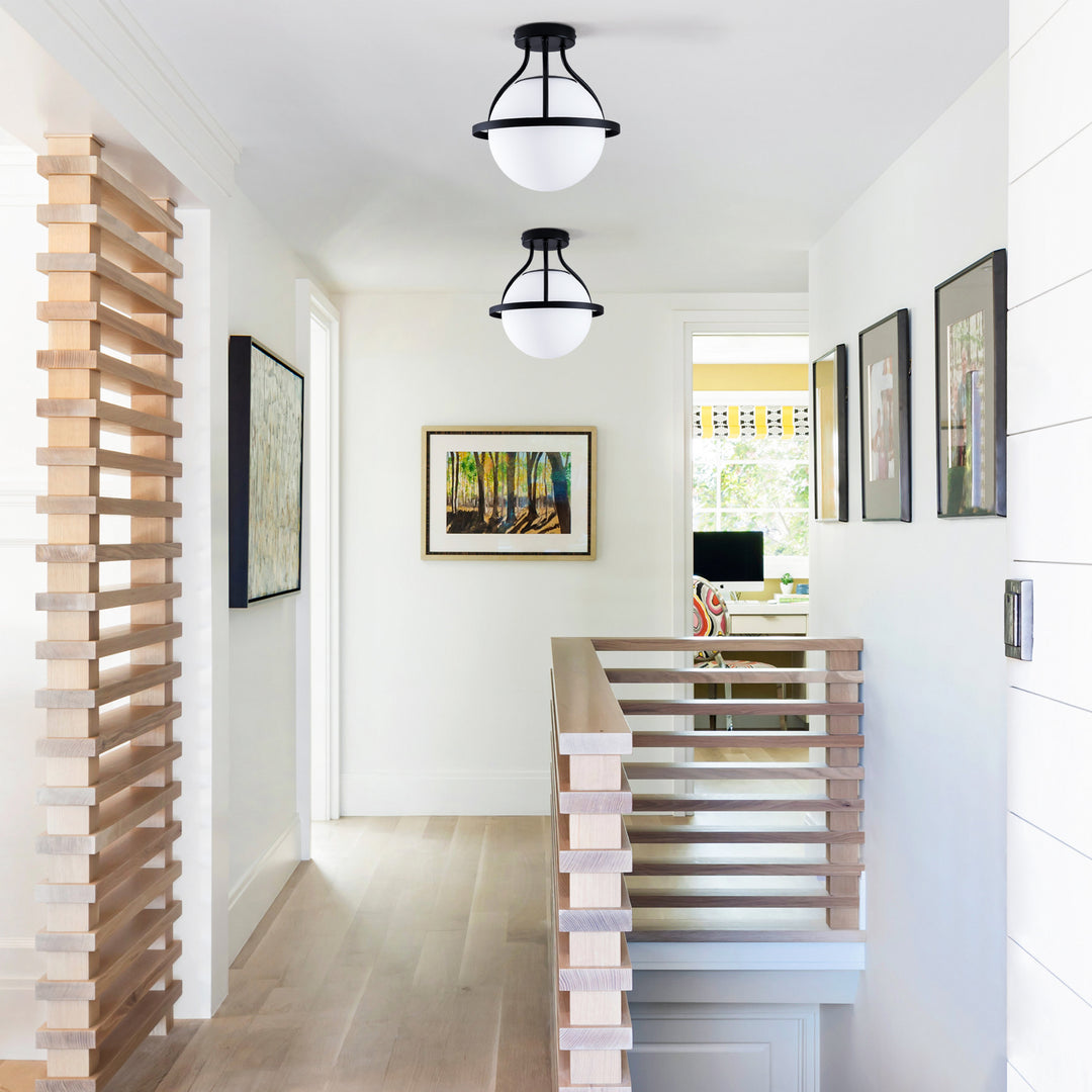 11.2‘’-1 Light Sphere Globe Frosted Glass Semi Flush Mount For Dining Room Hallway See More by Red Barrel Studio #29014