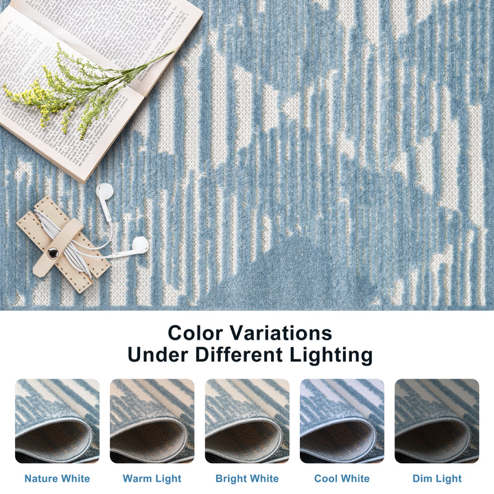 Blue Diamond Striped Pattern Indoor/Outdoor Carpet #TO1001