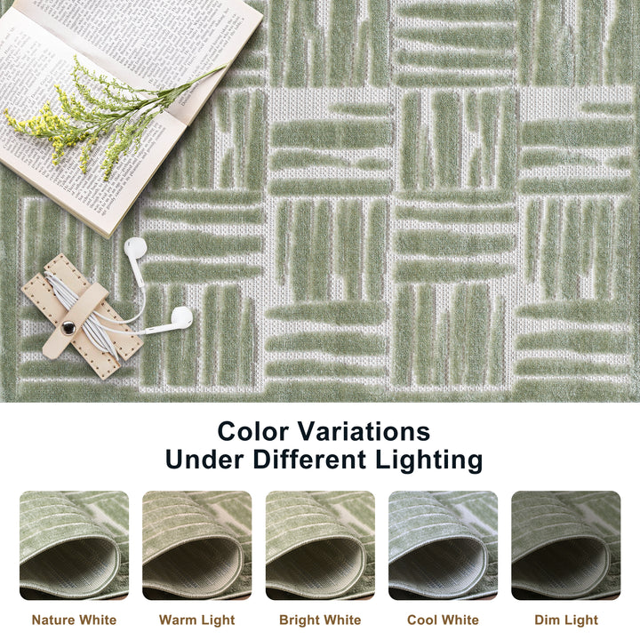 Green Textured Grid Pattern Indoor/Outdoor Carpet #TO3001