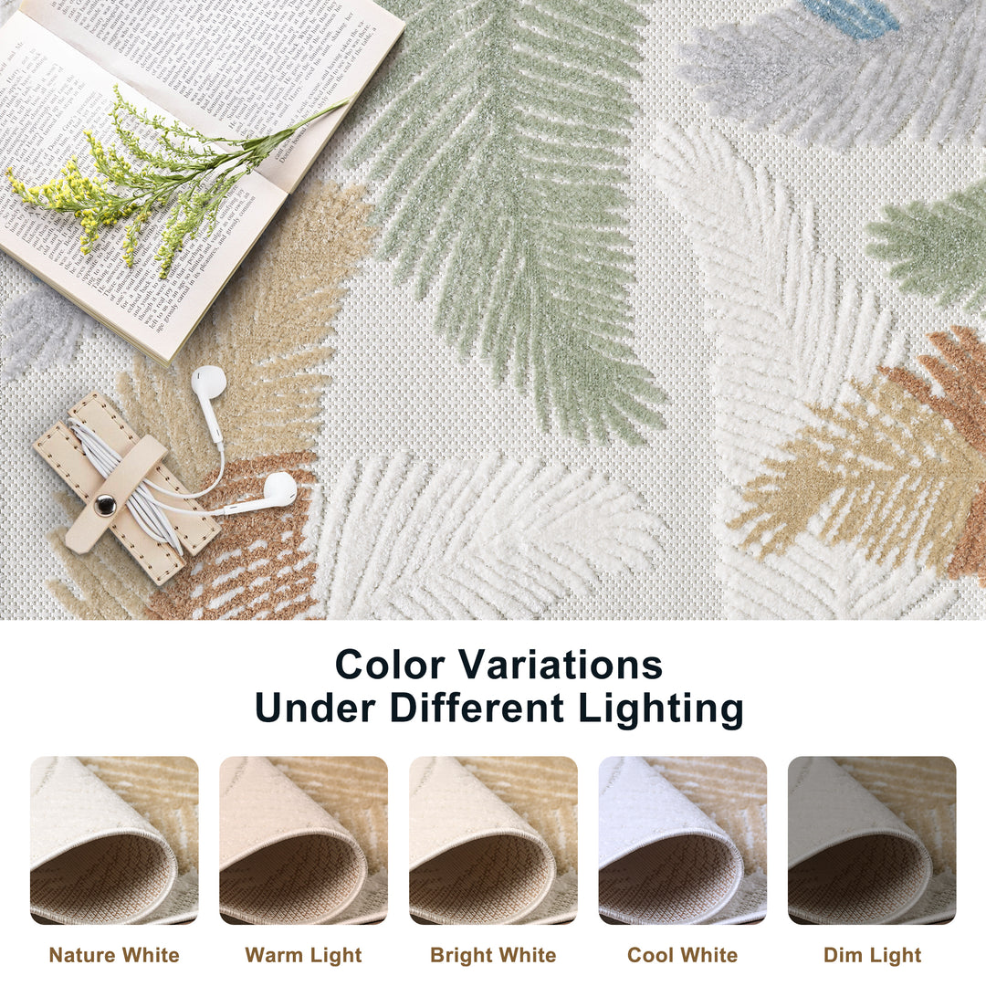 Elegant Palm Fronds Indoor/Outdoor Rug – Durable and Stylish Design #TO5001