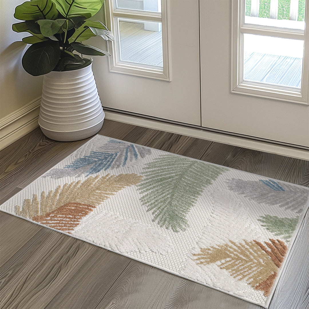 Elegant Palm Fronds Indoor/Outdoor Rug – Durable and Stylish Design #TO5001