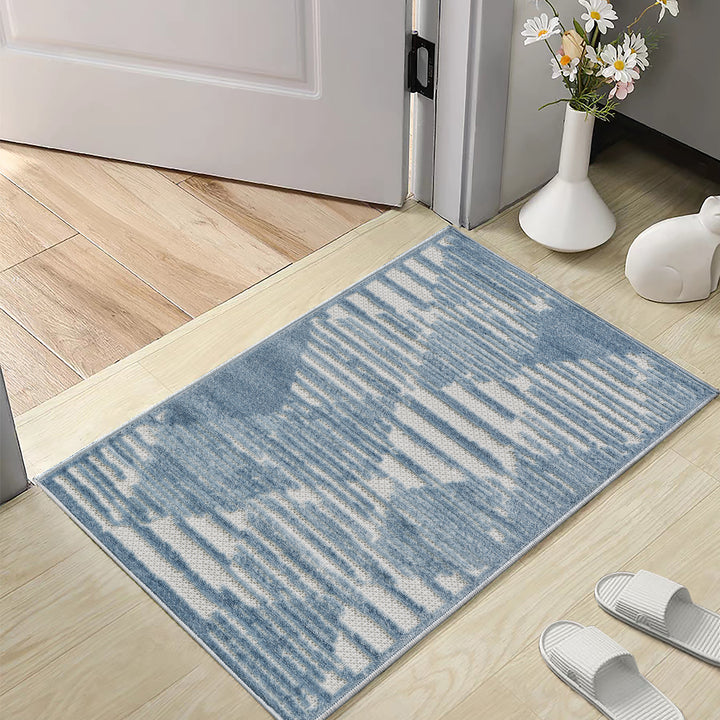 Blue Diamond Striped Pattern Indoor/Outdoor Carpet #TO1001