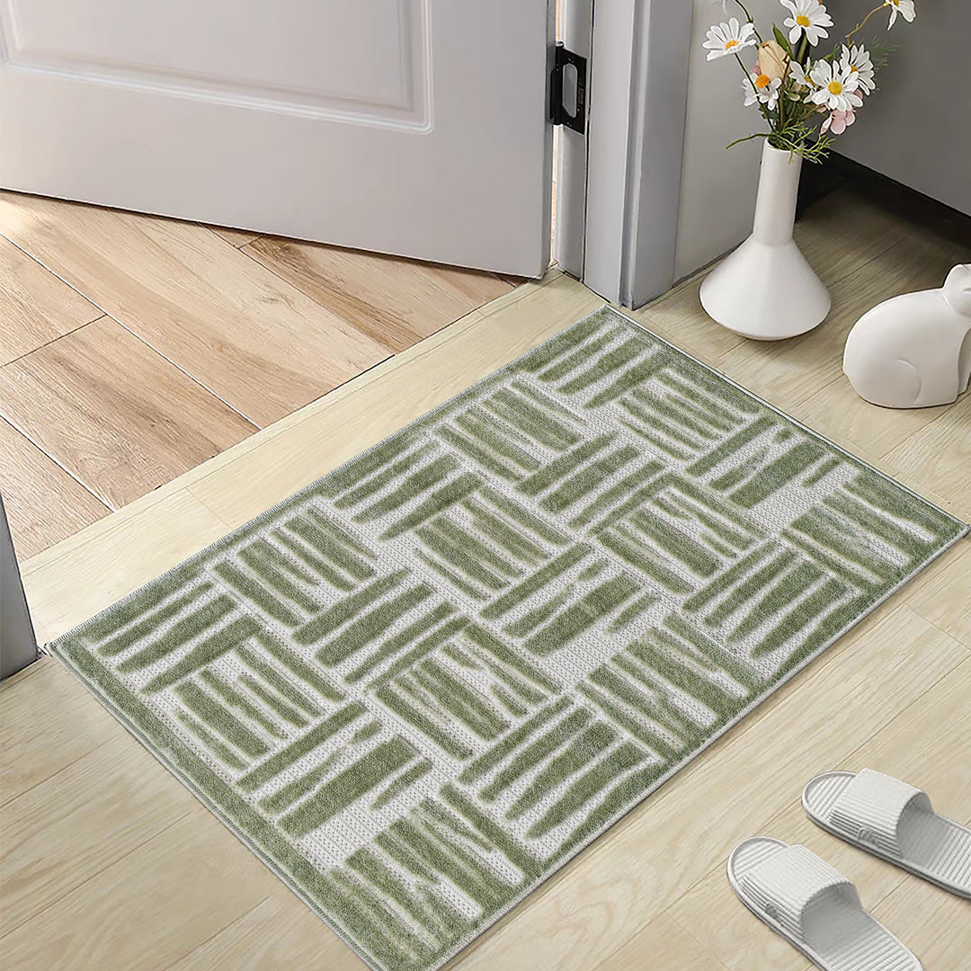 Green Textured Grid Pattern Indoor/Outdoor Carpet #TO3001