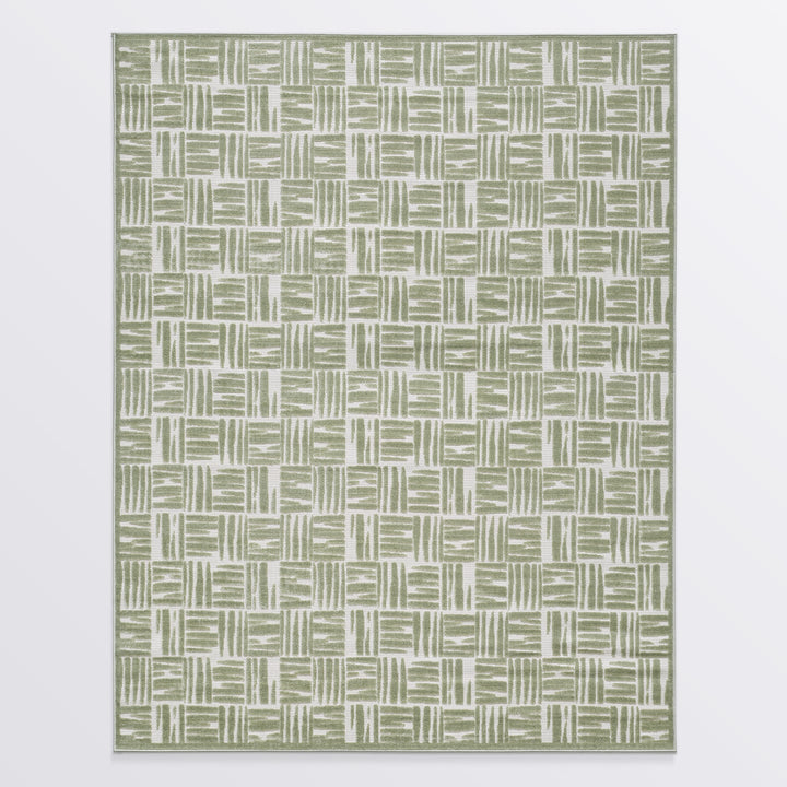 Green Textured Grid Pattern Indoor/Outdoor Carpet #TO3001