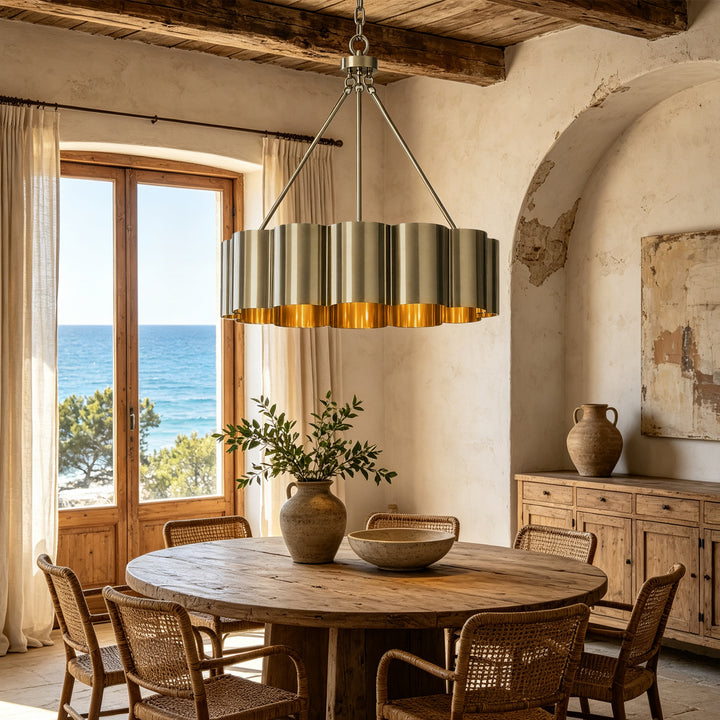 25" Modern Antique Bronze Drum Chandelier with Metal Shade for Dining Room & Bedroom #48013