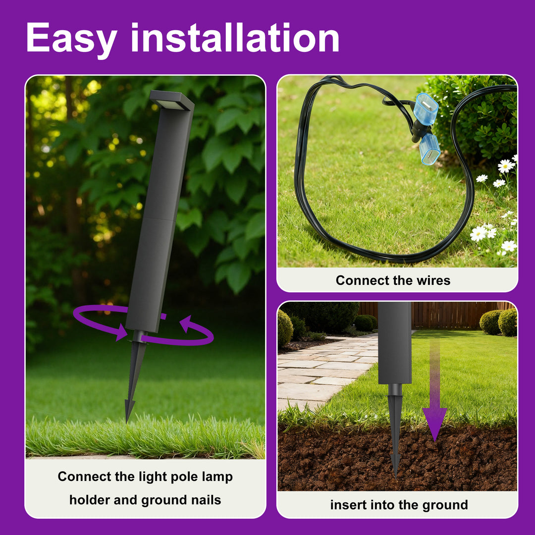Starlight 19'' H LED Black Aluminum 4000K Outdoor Pathway Light with Etched Frosted Glass (Set of 2) #UG7095