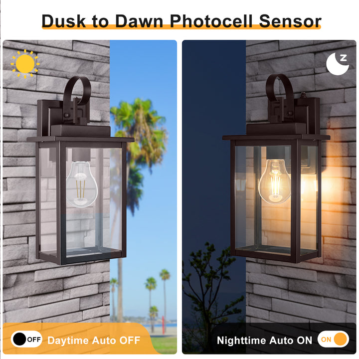 Maxax Dusk to Dawn 12" Outdoor Wall Light, Exterior Waterproof Wall Sconce, Matte Black Front Porch Light, Outside Wall Mount Lantern for House Garage Doorway (Bulb Include) #7041