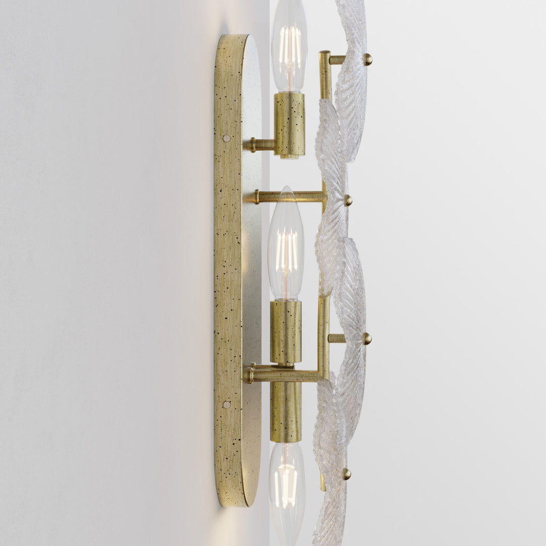 Lumin 3 - Light 𝟭𝟵.𝟱-𝗜𝗡𝗖𝗛 𝗪 Dimmable Metal Brass Etl Wall Sconces With Petal-shaped Glass #48003