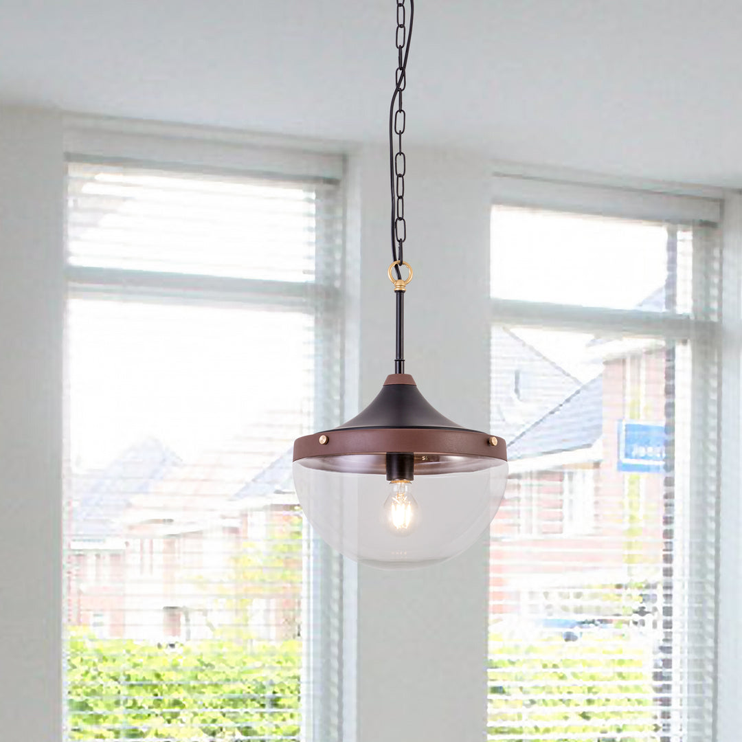 Maxax 1 - Light Schoolhouse Bowl Glass Pendant Lighting #19195