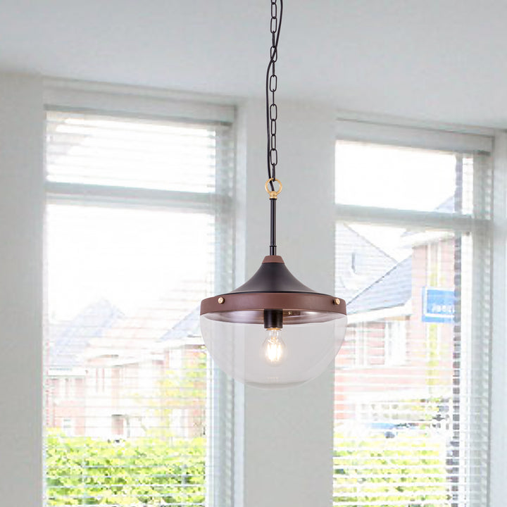 Maxax 1 - Light Schoolhouse Bowl Glass Pendant Lighting #19195-1