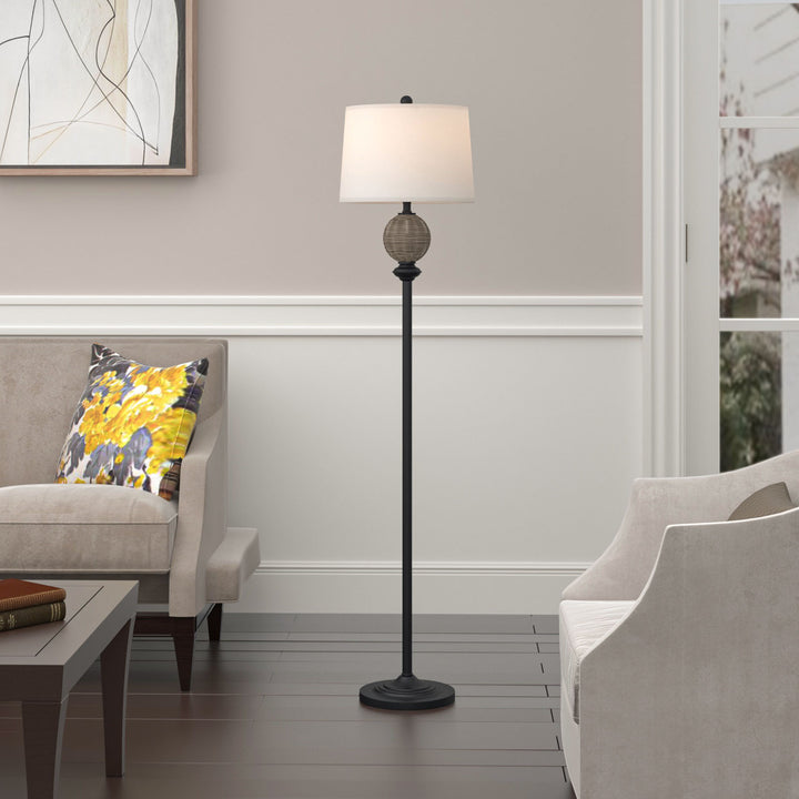 64'' Metal and Rattan Traditional Dimmable Floor Lamp #F183