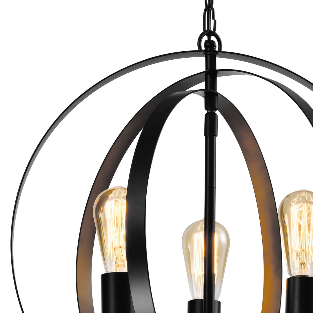 Maxax 4 - Light Candle Style&Lantern Globe&Geometric With Wrought Iron Accents #MX21018-4BK