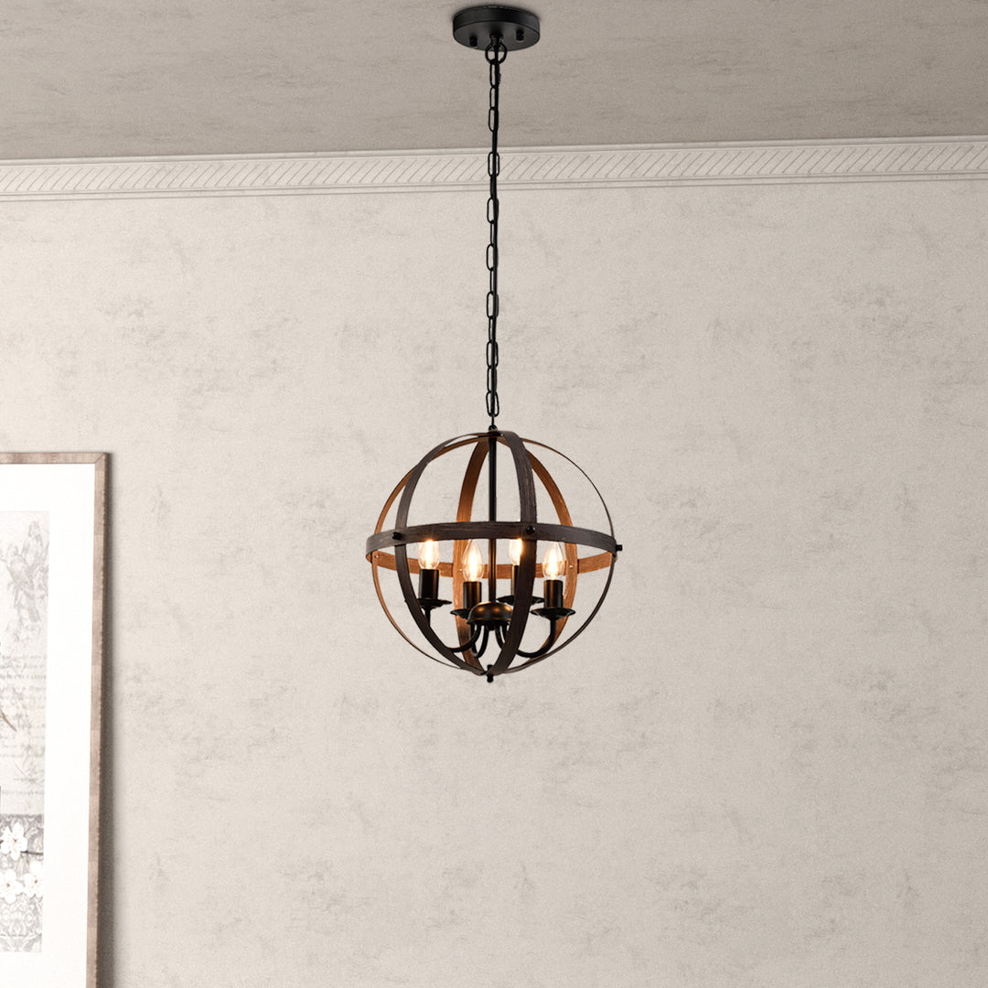 Maxax 4- Light Single Black Pendant Wrought Iron