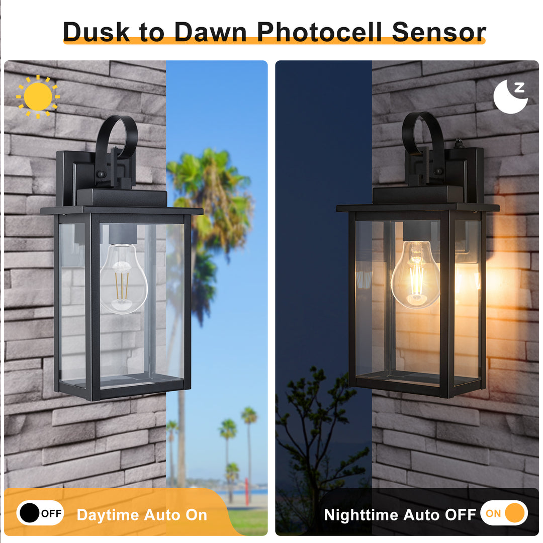 Maxax Dusk to Dawn 12" Outdoor Wall Light, Exterior Waterproof Wall Sconce, Matte Black Front Porch Light, Outside Wall Mount Lantern for House Garage Doorway (Bulb Include) #7041