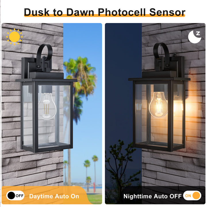 Maxax Dusk to Dawn 12" Outdoor Wall Light, Exterior Waterproof Wall Sconce, Matte Black Front Porch Light, Outside Wall Mount Lantern for House Garage Doorway (Bulb Include) #7041
