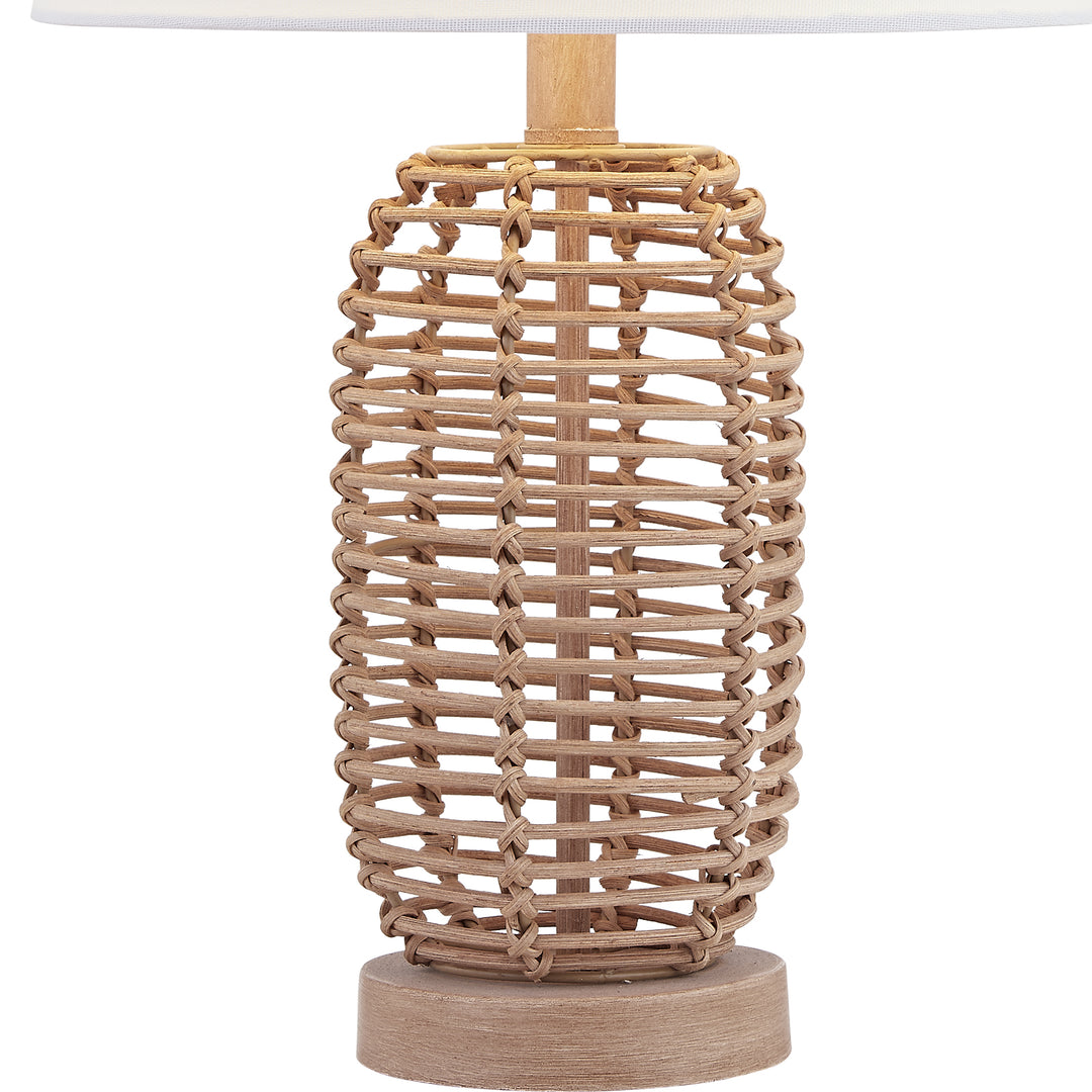 Maxax 21 Coastal Rattan Table Lamps with Fabric Shades (Pair)