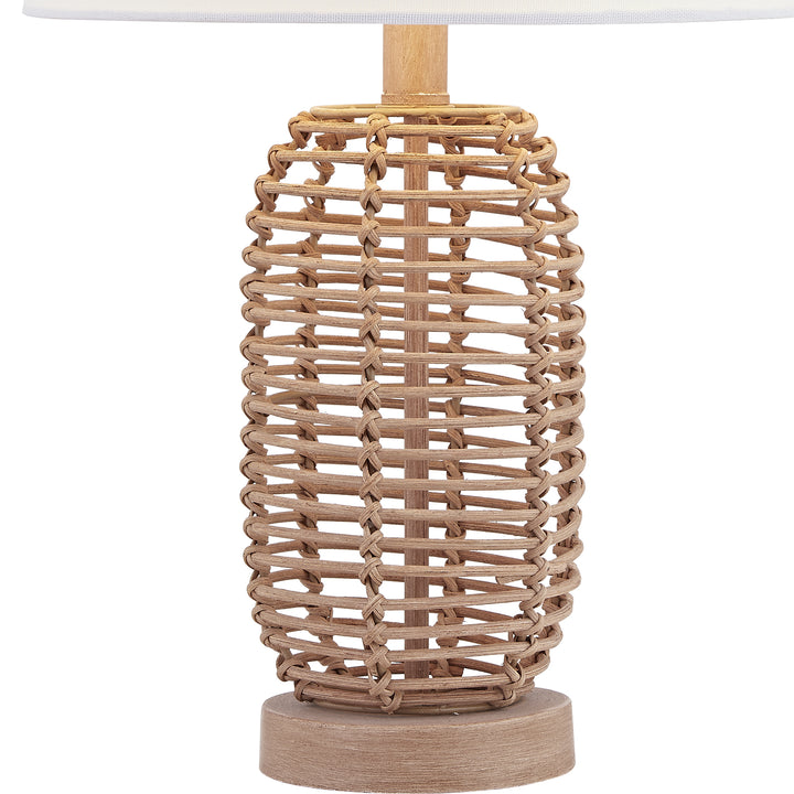 Maxax 21 Coastal Rattan Table Lamps with Fabric Shades (Pair) #T124-NAT