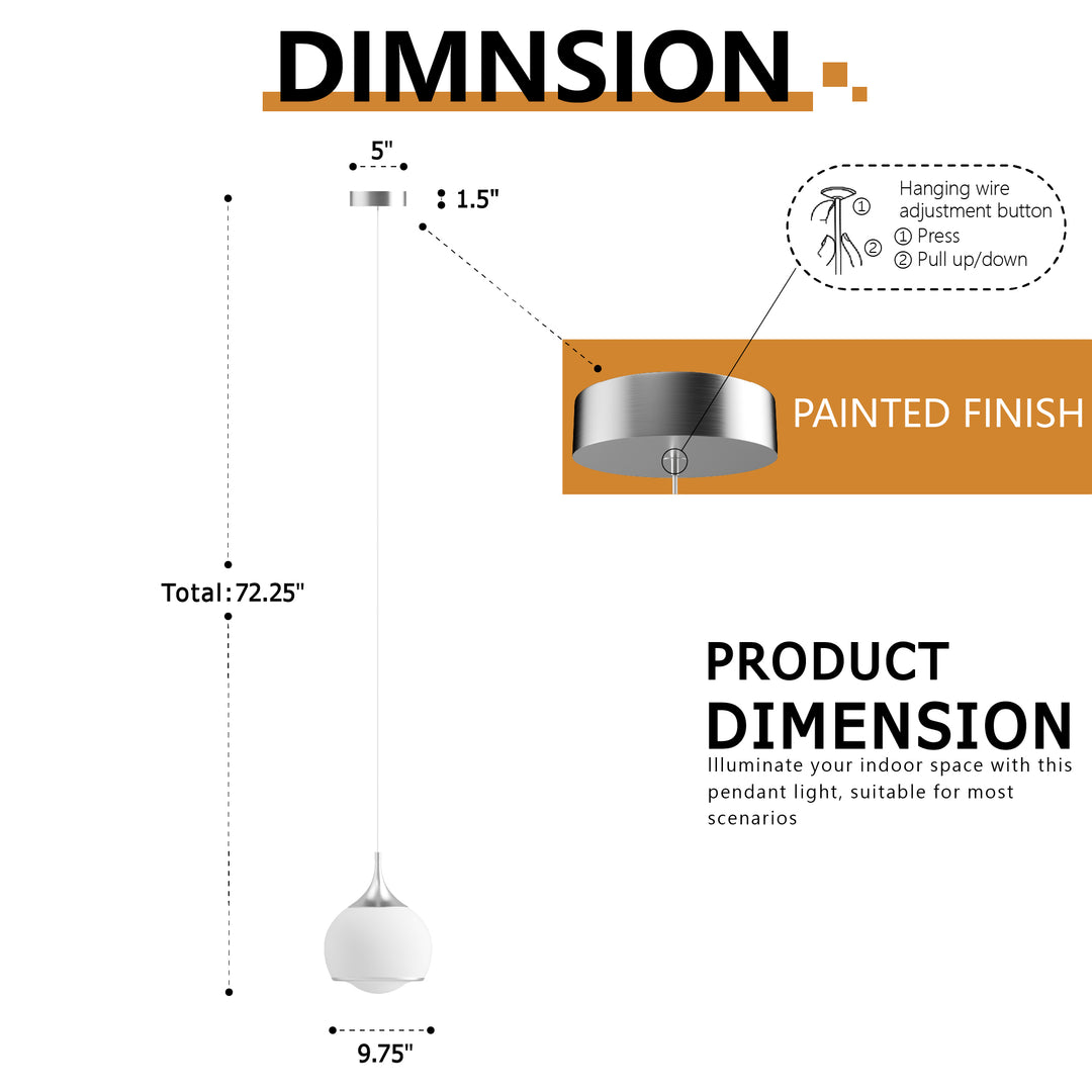 Nimbus 1-light Led Single Glass Pendant For Hallway/kitchen Island #MX21051