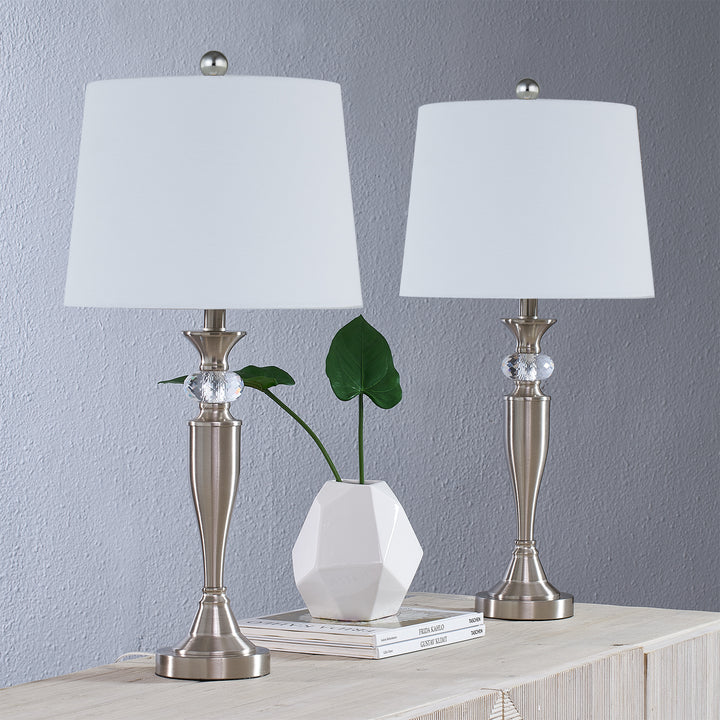 Lustre 27.5'' Crystal/nickel Table Lamp Set #T109