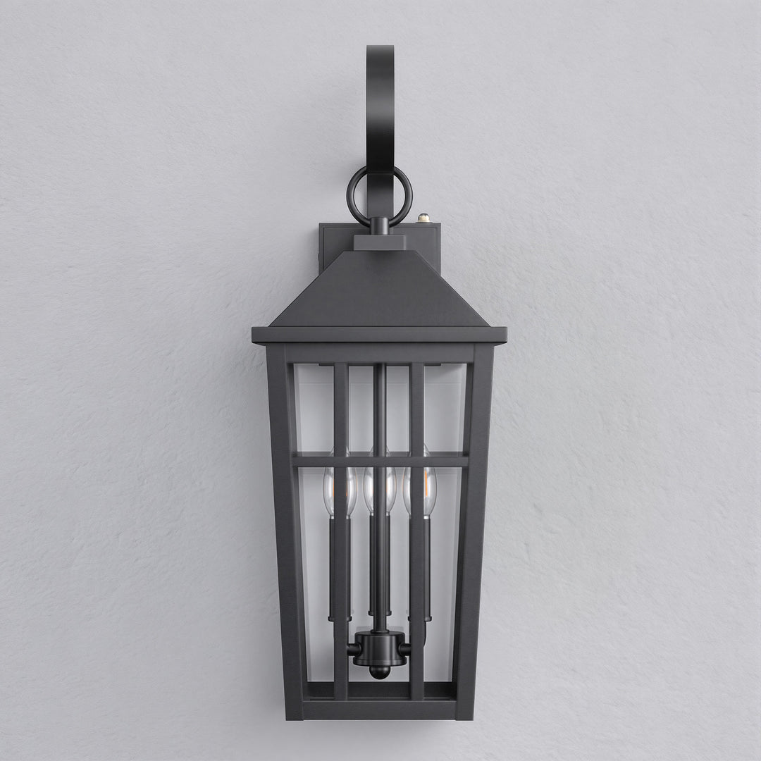 Solstice 12.6''H Black Iron Clear Tempered Glass Outdoor Wall Light with Dusk to Dawn and Built-In GFCI Outlet (Set of 2) #OW7118