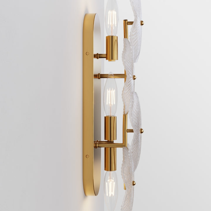 Lumin 3 - Light 𝟭𝟵.𝟱-𝗜𝗡𝗖𝗛 𝗪 Dimmable Metal Brass Etl Wall Sconces With Petal-shaped Glass #48003
