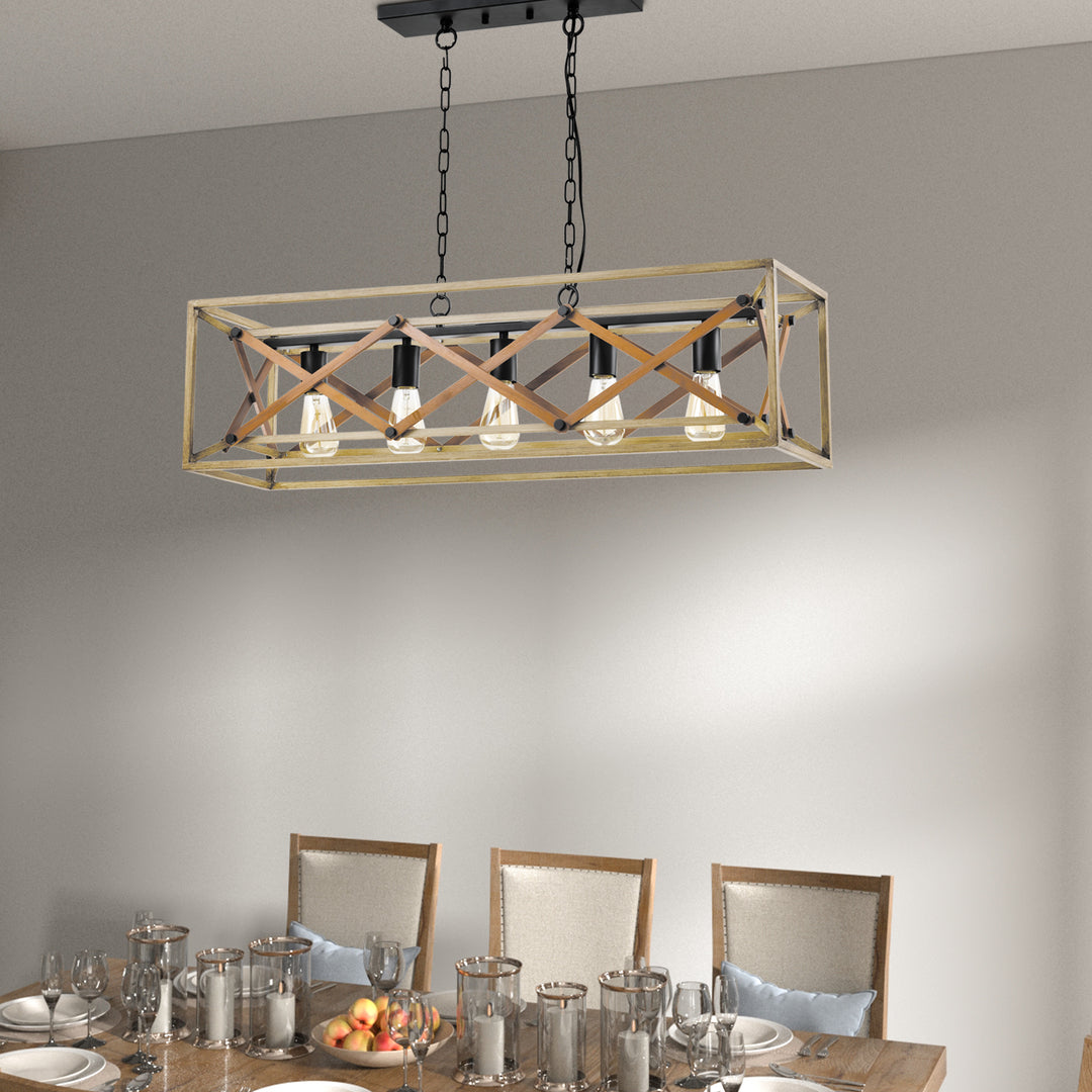 MAXAX 5 - Light Kitchen Island Square / Rectangle&Linear&Modern Linear With Wrought Iron#MX21033