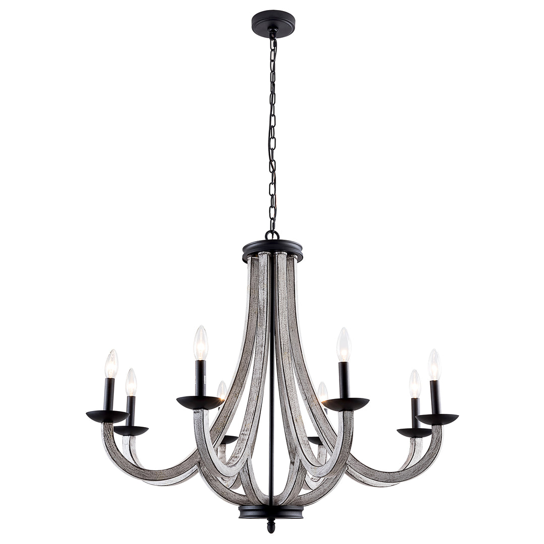 Essence 8-Light Matte Black And Withered Vine Matal Candle-Style Classic/Traditional Chandelier For Living Room/Bedroom #29013