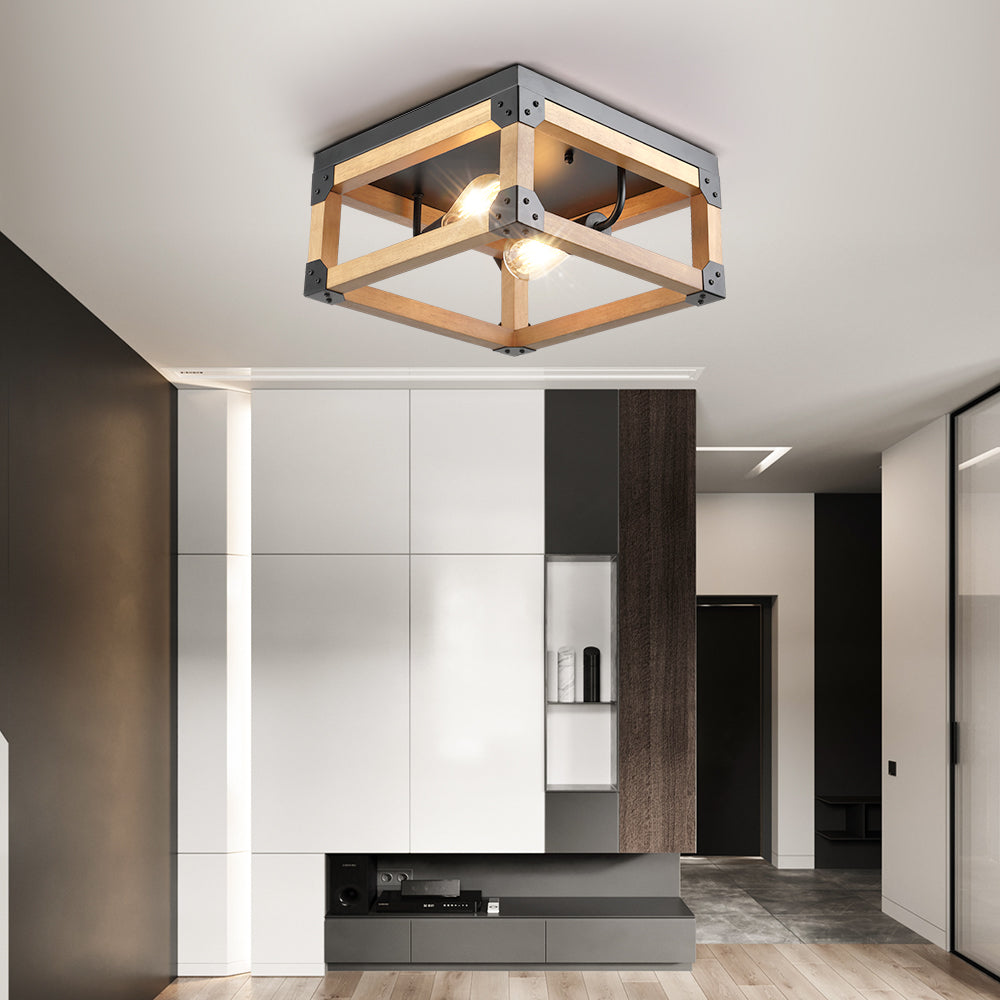 Maxax 2-Light Wood Ceiling Lamp #MX19044