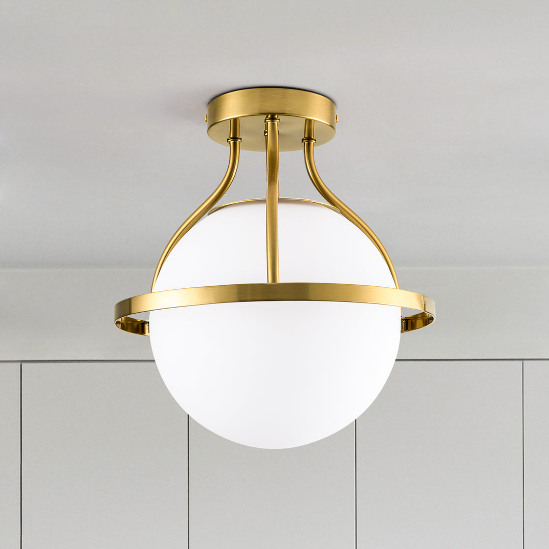 11.2‘’-1 Light Sphere Globe Frosted Glass Semi Flush Mount For Dining Room Hallway See More by Red Barrel Studio #29014