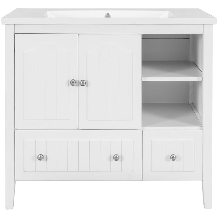 36'' Single Bathroom Vanity Cabinet With Ceramic Sink Top #BV-002