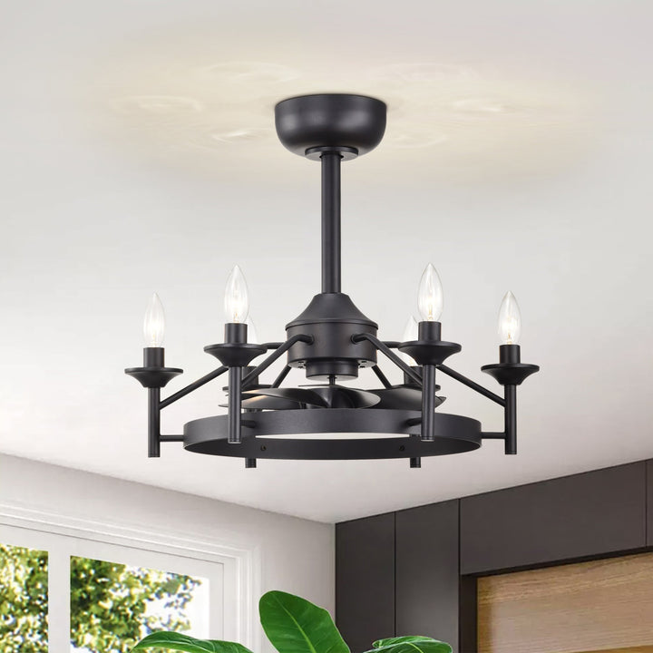 Maxax Candlestick Ceiling Fan with Light, 21" Gold Vintage Ceiling Fan with Remote Control, 6 Speeds Reversible Timing Ceiling Fan for Bedroom, Living Room #26011