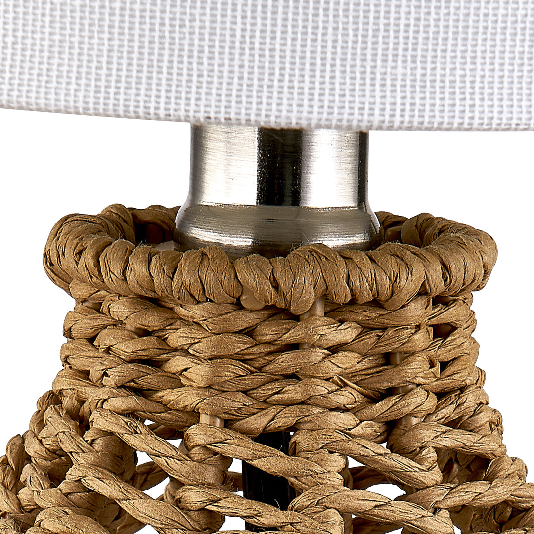 12.5'' Small Coastal Brown Rattan Table Lamp Set (Set of 2)