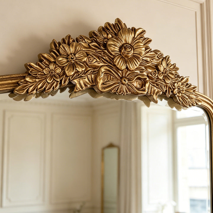 Panorama Vintage Iron Gold Baroque Metal Arched Vanity Mirror For Bedroom&living Room #30010