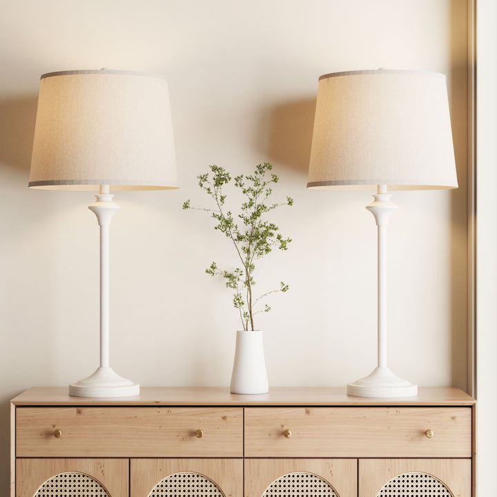 Maxax Metal Buffet Lamp with Oatmeal shade (Set of 2) #T13