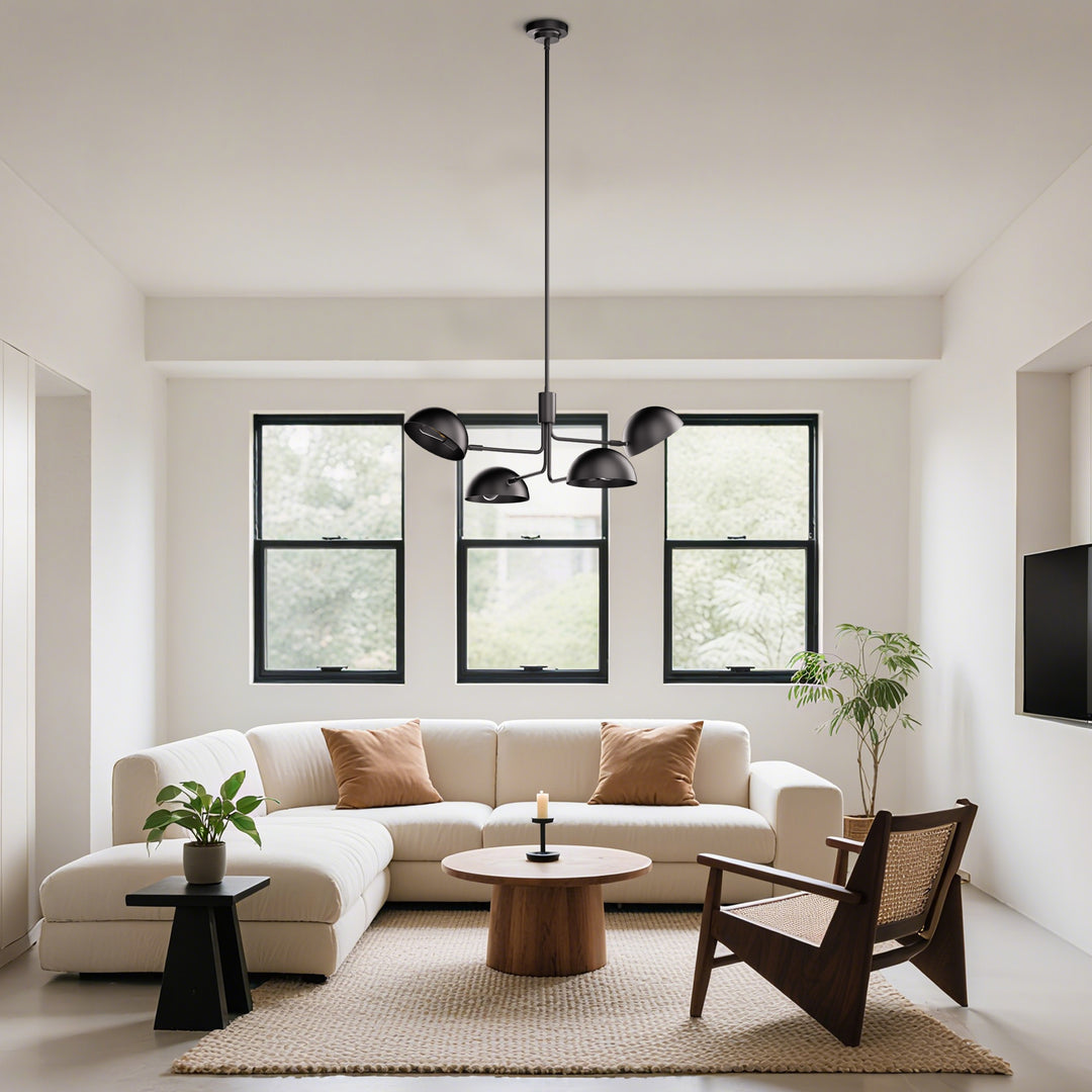 Glimmer 4-light 36" Gray/brass Modern Sputnik Chandelier With Electroplating Shade For Dining Room Or Kitchen #29030