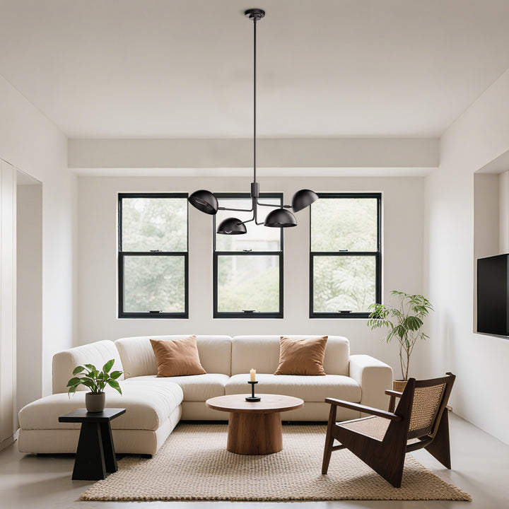 Glimmer 4-light 36" Gray/brass Modern Sputnik Chandelier With Electroplating Shade For Dining Room Or Kitchen #29030