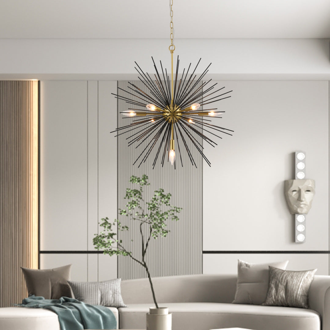 Maxax 7 - Light Sputnik Chandelier with Wrought Iron Accents #MX19030-7BG-P