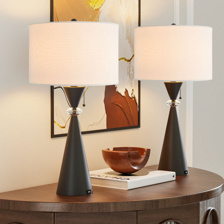 Maxax 28.25in Nickel Table Lamp Set with USB (Set of 2) #T07