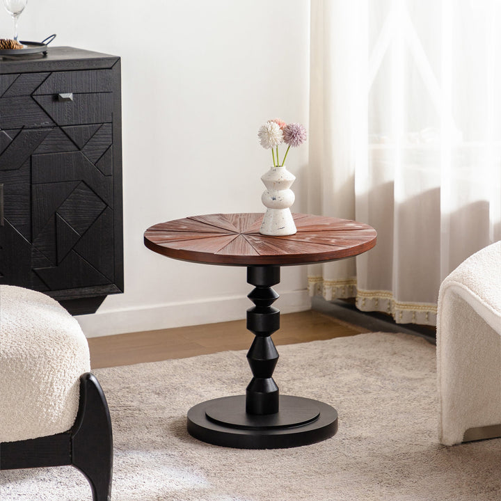 Timeless 23.6" Solid Wood Top Round End Table #25028