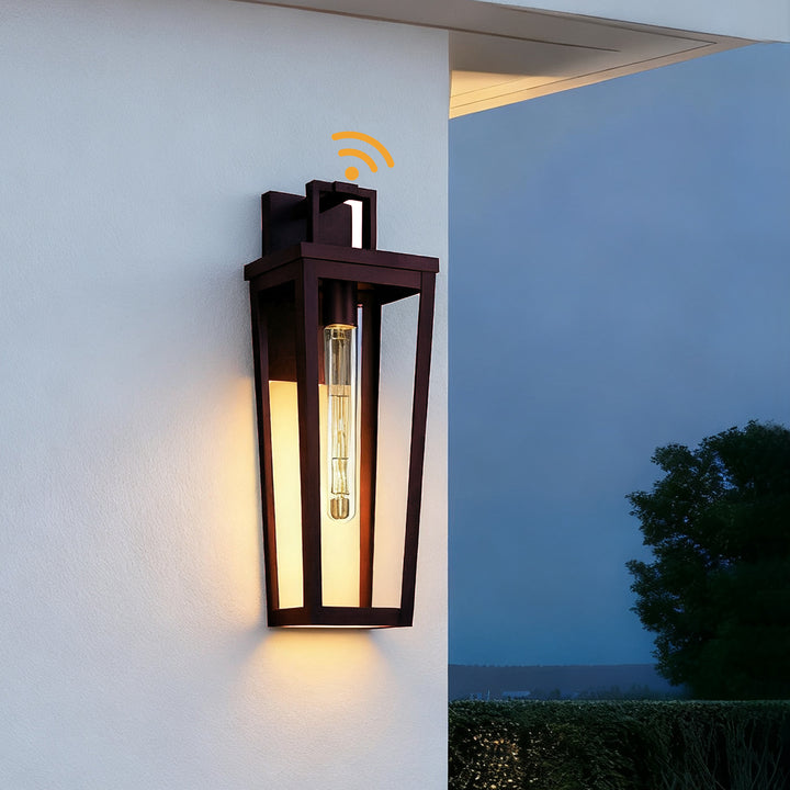 Solstice 16''H Black Wrought Iron Clear Tempered Glass Outdoor Wall Light With Dusk To Dawn #OW7097