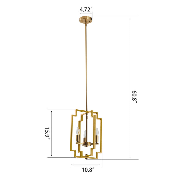Maxax 3 - Light Lantern Square Chandelier with Wrought Iron Accent #MX1920