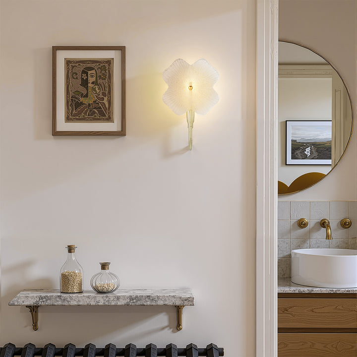 Lumin 1 - Light 5.7''W Dimmable Metal Gilded Silver Etl Wall Sconces With Petal-Shaped Glass #48002