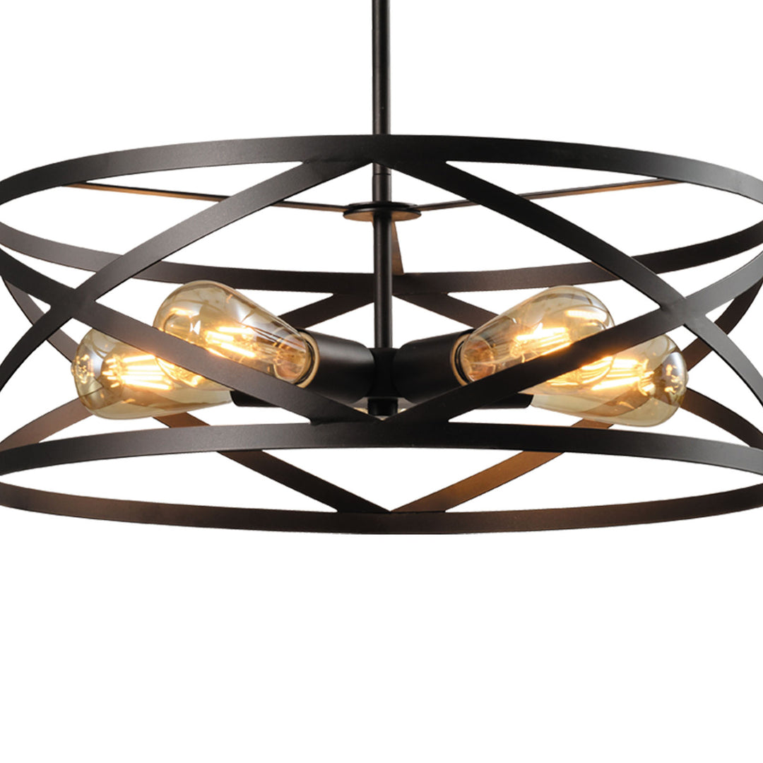 Maxax 5 - Light Lantern Geometric Chandelier with Wrought Iron Accents#MX21022